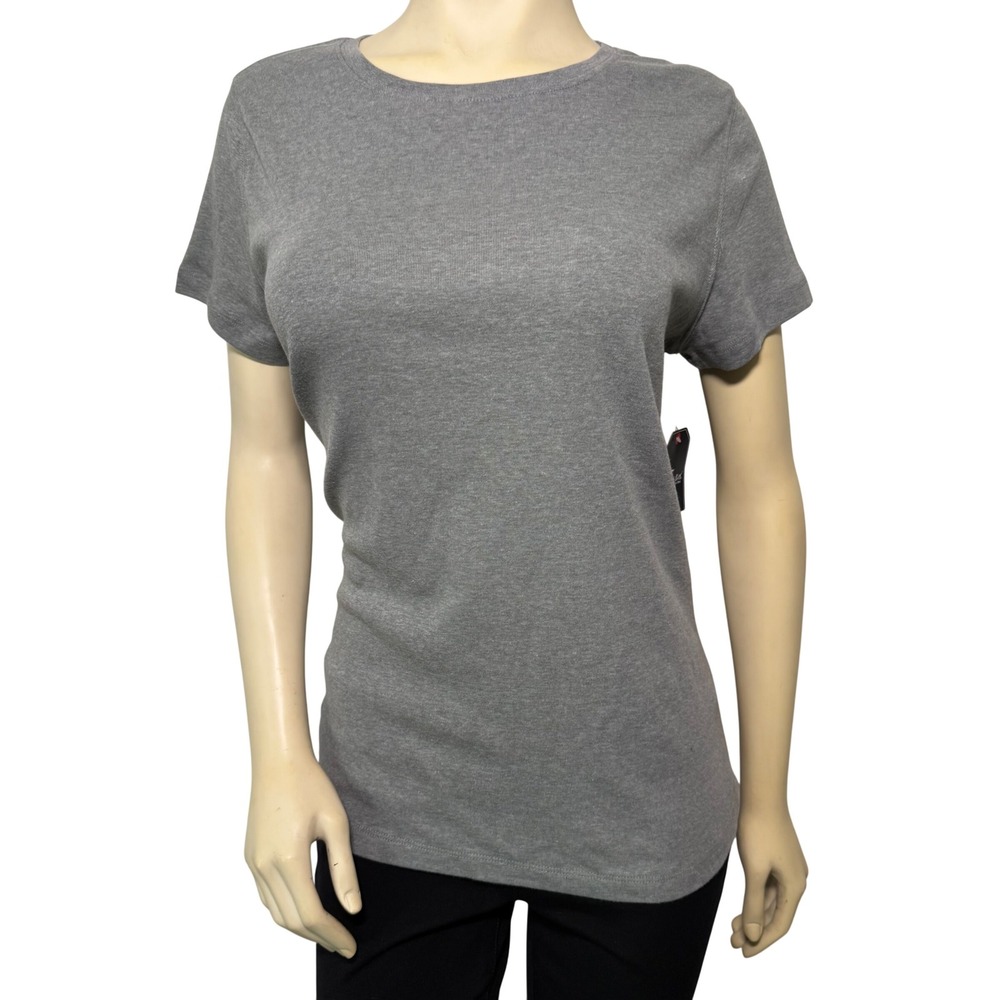 St Johns Bay Womens Grey Single Dye Short Sleeve T-Shirt Large ADHK596884 New